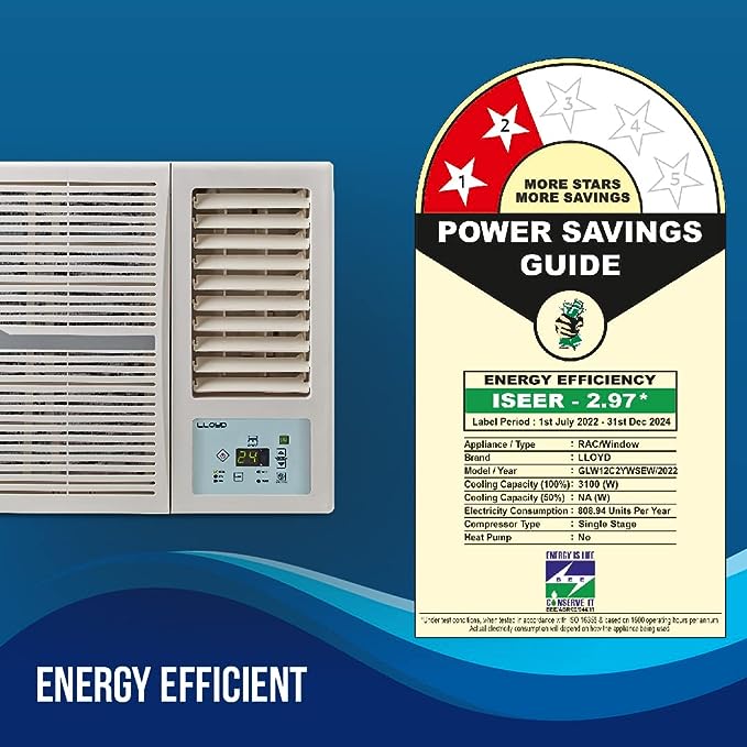 Lloyd 1.0 Ton 2 Star Fixed Speed Window AC (Copper, 2023 Model, White with Silver Deco Strip, GLW12C2YWSEW)(OPEN BOX) Lloyd 1.0 Ton 2 Star Fixed Speed Window AC (Copper, 2023 Model, White with Silver Deco Strip, GLW12C2YWSEW)(OPEN BOX)